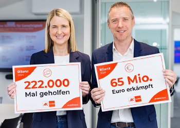 222.000 Mal geholfen und 65 Millionen Euro erkämpft: AK-Direktorin Eva Stöckl und AK-Präsident Peter Eder präsentierten die Jahresbilanz 2024 der AK Salzburg.